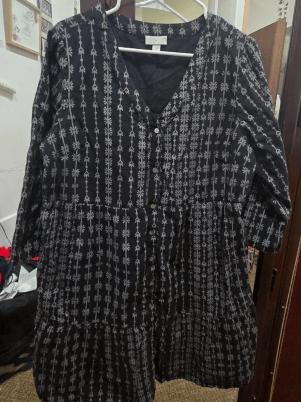 J. Jill Pure Jill Elements Tiered Cotton Dress Black
